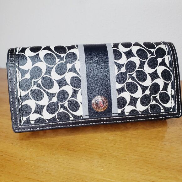 Coach Handbags - COACH CHELSEA TRIFOLD WALLET Black White Monogram Leather WOMEN Leather Wallet